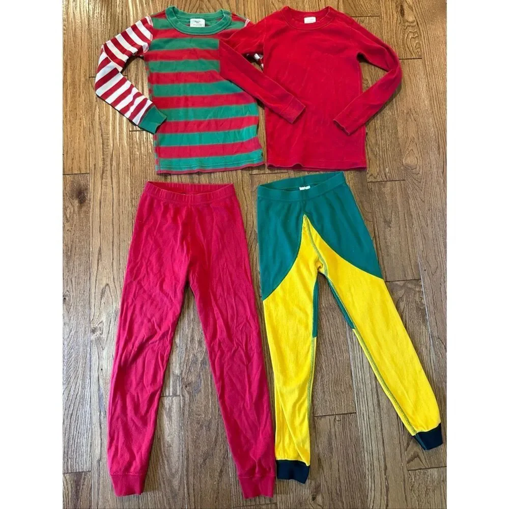 Hanna Andersson Christmas elf long sleeve pajama bundle 6-7